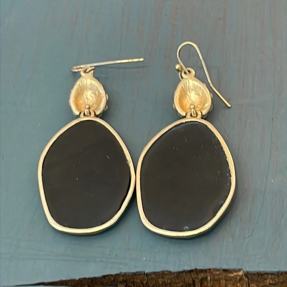 Black Rhinestone Earrings Evening Dangling lightweight - Picture 3 of 5